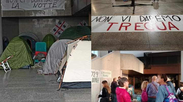 Cagliari, continua il presidio sotto il Consiglio regionale: seconda notte in tenda per i manifestanti