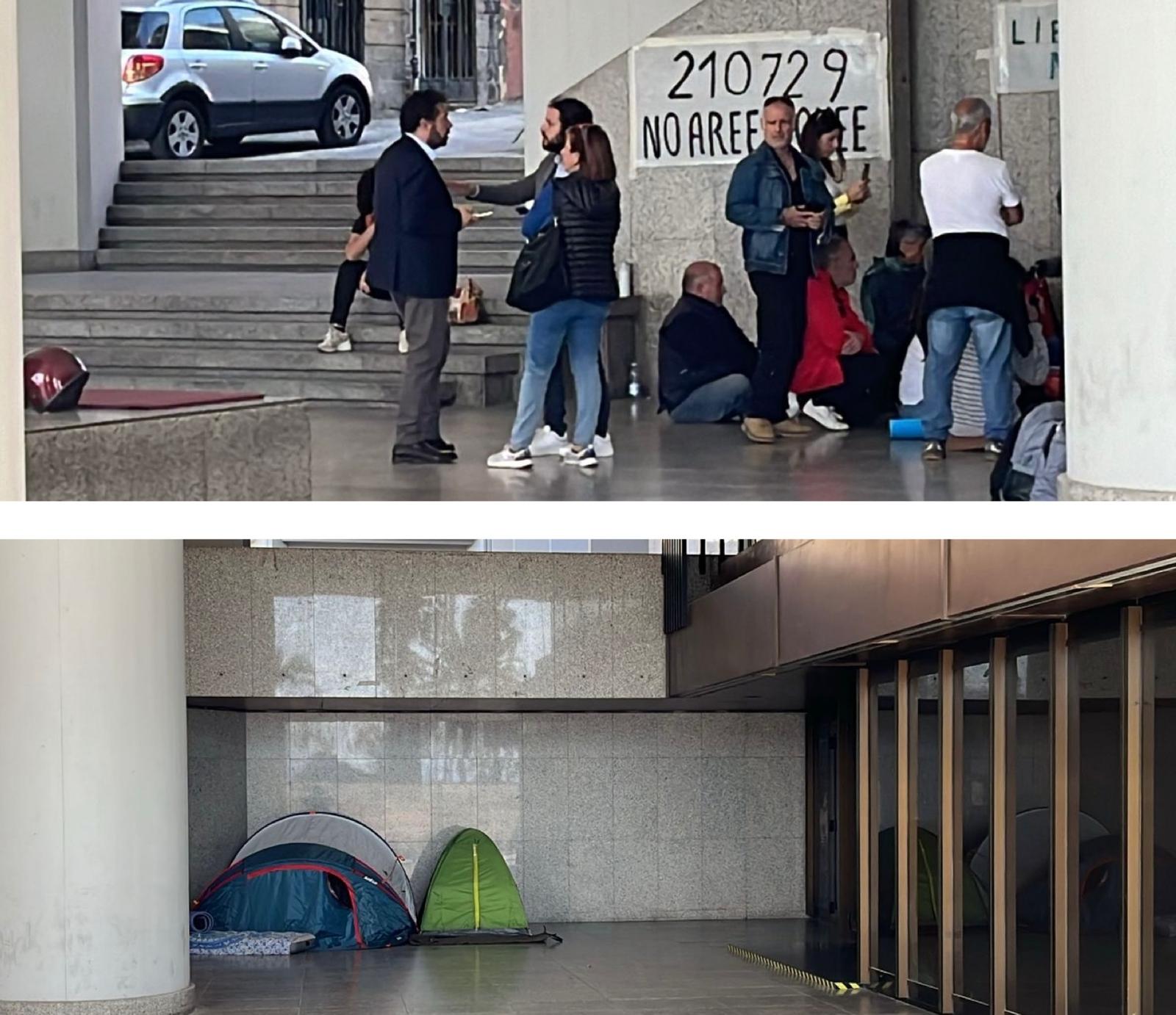 Ecco il popolo di Pratobello sotto il consiglio regionale: due tende e uno sciopero della fame contro le rinnovabili in Sardegna