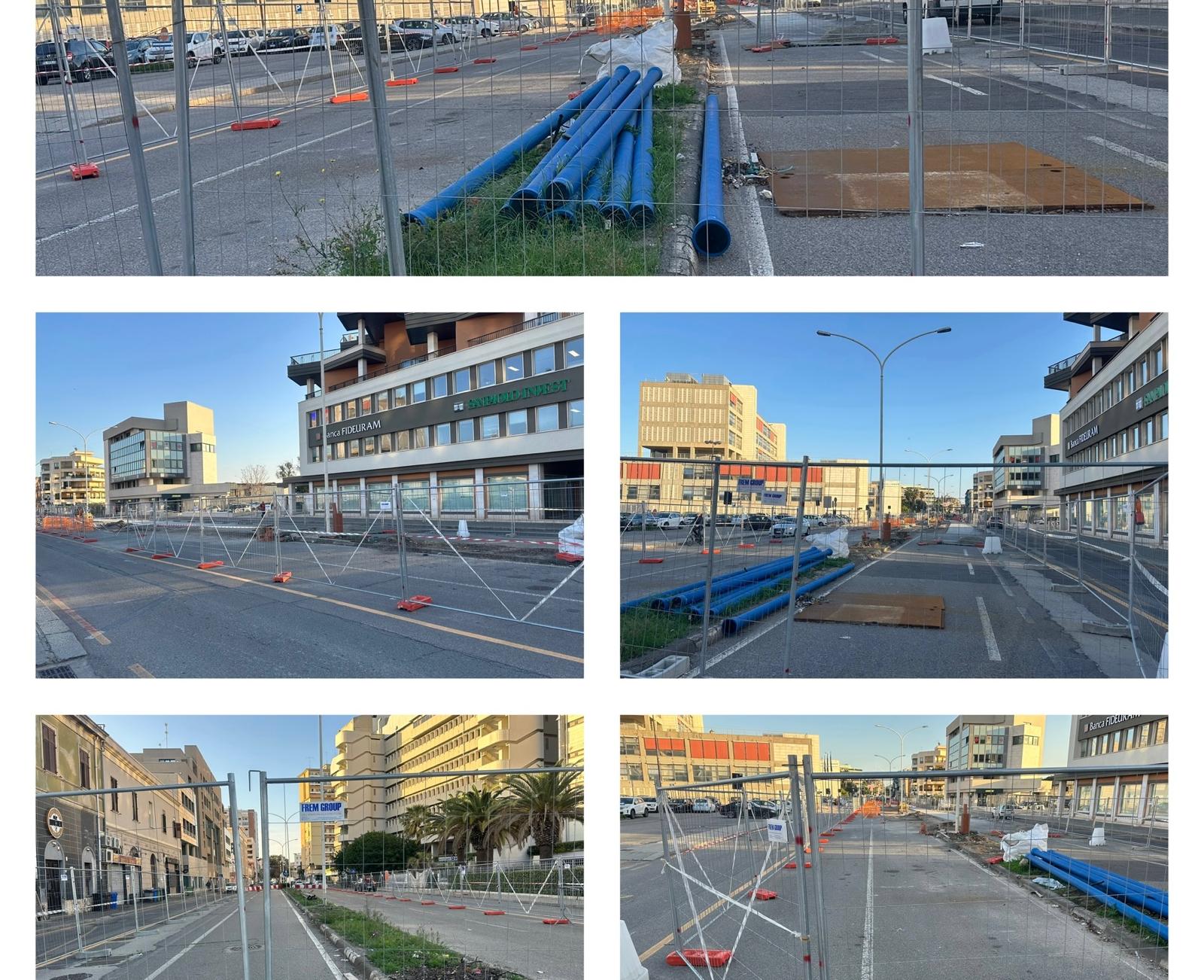 Cagliari, ecco viale Diaz con i lavori in corso per la metropolitana leggera