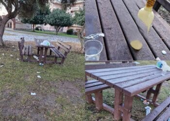 Buffet sotto le stelle ad Assemini, e i rifiuti? Tutti in terra