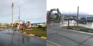 Maracalagonis-Sinnai, esplode una condotta Abbanoa nella rotatoria: possibili code e rallentamenti