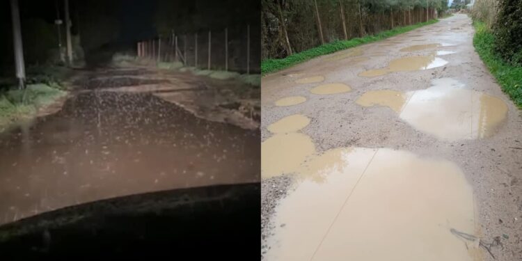 Strade periferiche impraticabili ad Assemini, dopo la pioggia le buche diventano piscine