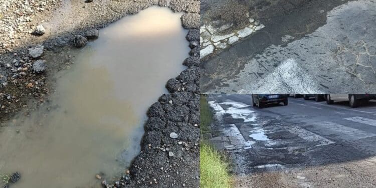 Monserrato, asfalto deformato anche a causa delle perdite idriche