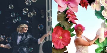 Irina, l’artista delle bolle e dei fiori giganti innamorata della Sardegna