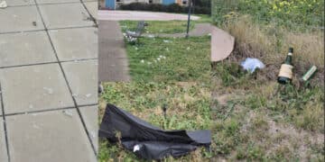 Selargius, il triste rito del sabato sera nella piazzetta di San Lussorio: bottiglie di superalcolici lanciate in terra, rifiuti disseminati ovunque