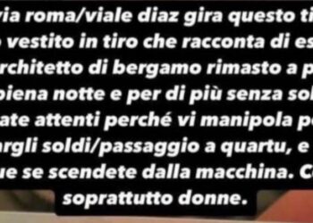 “Attenzione alla truffa: un architetto di Bergamo chiede soldi a tutti nel centro di Cagliari e tenta di salire nelle vostre auto”
