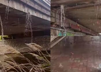 Sotto viale Marconi una cascata d’acqua: imponente perdita idrica nel tratto di strada che collega con Terramaini