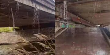 Sotto viale Marconi una cascata d’acqua: imponente perdita idrica nel tratto di strada che collega con Terramaini