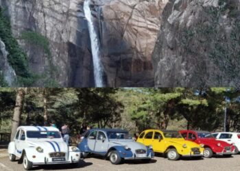 Villacidro, il fascino delle auto d’epoca nell’incantevole scenario delle cascate di Sa Spendula -VIDEO