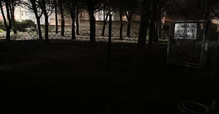 Selargius, area cani al buio e transennata per rischio caduta alberi