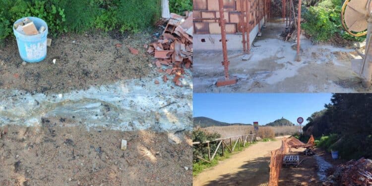 Cemento a due passi dal mare a Chia, i lavori di completamento dei servizi igienici non mettono tutti d’accordo