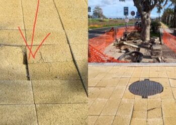 Capoterra, i nuovi marciapiedi già sprofondano sotto i piedi dei fedeli