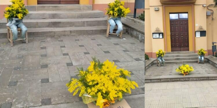 Serrenti, tante mimose per tutte le donne: all’ingresso del Comune il gesto simbolico di un cittadino