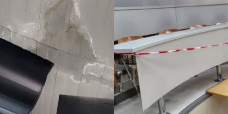 Cagliari, infiltrazioni d’acqua nell’aula di Psicologia: universitari sul piede di guerra