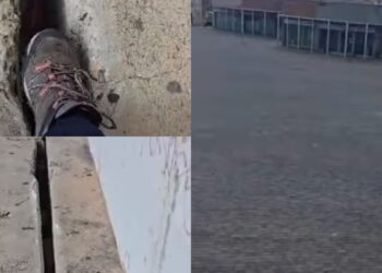 Sinnai, profonda crepa in piazza Sant’Isidoro