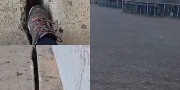 Sinnai, profonda crepa in piazza Sant’Isidoro