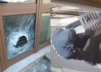 Monserrato, malvivente in azione durante la notte, distrutta la vetrata di una palestra