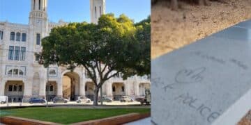 Cagliari, vandali in azione nella nuova Piazza Matteotti: deturpata una seduta in marmo