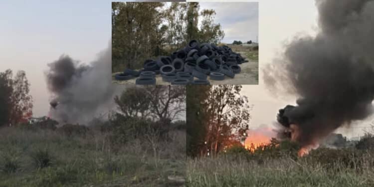 Selargius, gomme in fiamme a pochi passi dal centro abitato:”Forse un’organizzazione che agisce su tutto il territorio”