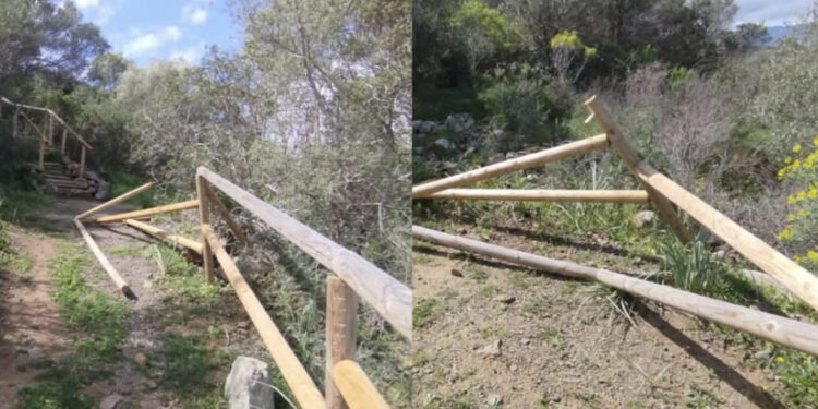 Sarroch, vandalizzata la staccionata che protegge il cammino verso il nuraghe: “Un atto grave contro la nostra comunità è stato compiuto“