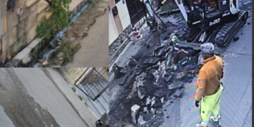 Capoterra, operai e ruspe in azione in via Colombo, dopo un anno al via i lavori per il ripristino della fogna: “Finalmente”