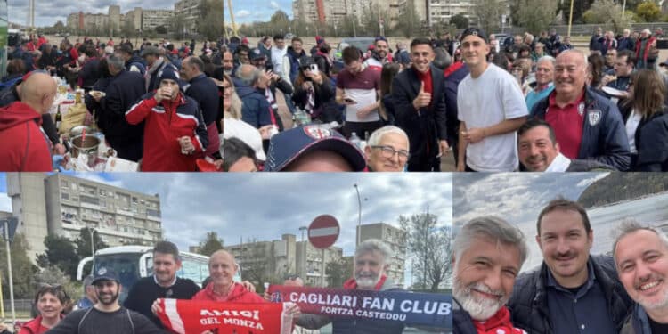 Cagliari-Monza, il terzo tempo si gioca tra vino e maialetto arrosto: il “cumbido” dei tifosi sardi ai loro colleghi
