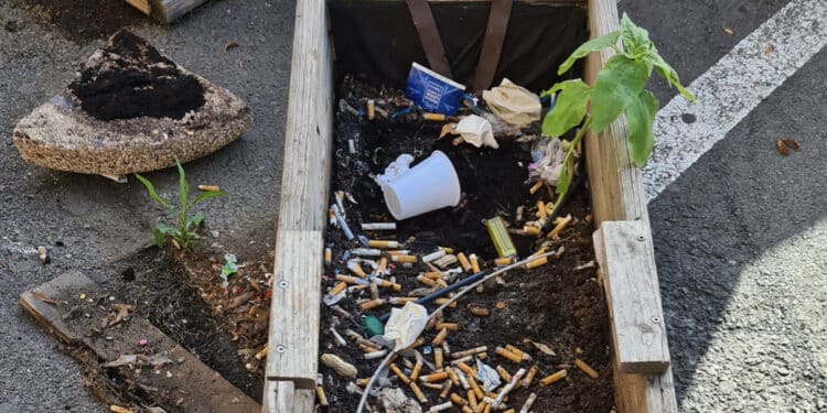 Le fioriere di Piazza Yenne diventate  vere e proprie “portacicche” sono state portate via oggi da un privato. E il Comune che fa?