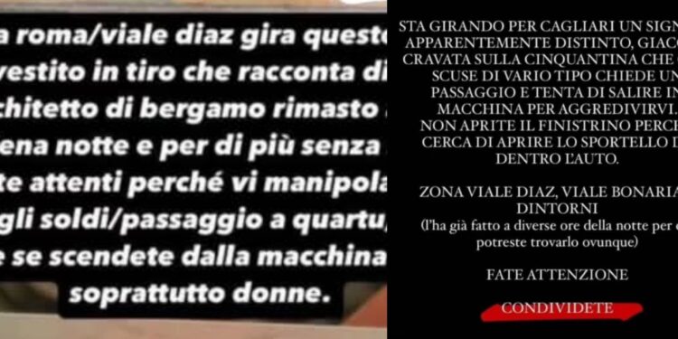 Quartucciu, Quartu, Cagliari: nuovi avvistamenti del molestatore seriale che chiede passaggi e soldi