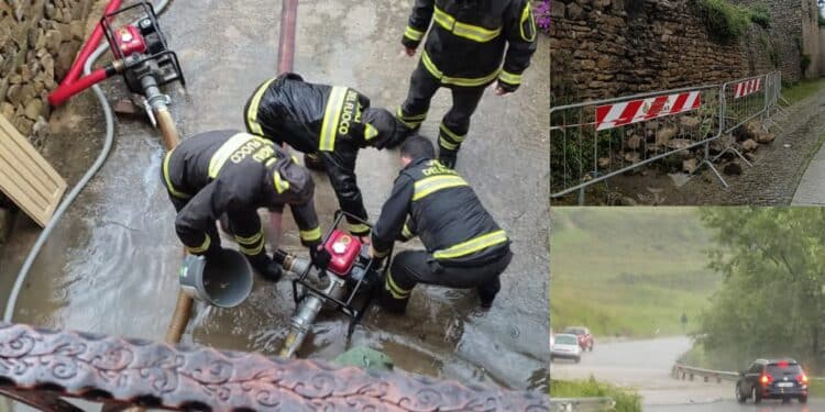 Mandas, disagi a causa del maltempo, strade e case allagate: intervengono i vigili del fuoco