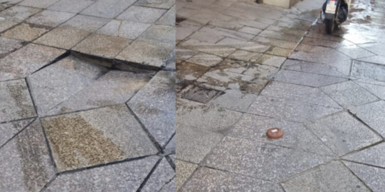 Cagliari, sversamento di liquami con conseguente cedimento dei basolati in via Azuni: “Una situazione da paese del terzo mondo”