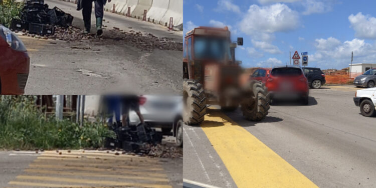 Samassi, dribbling tra carciofi, cassette di plastica e macchine per attraversare il ponte: pedoni costretti a scendere dal marciapiede