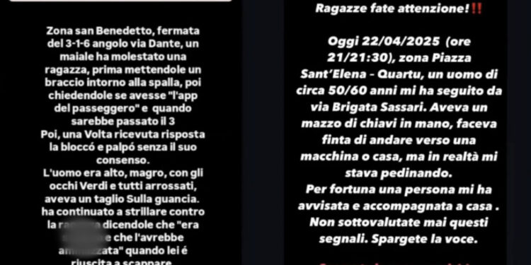 A Cagliari e Quartu Sant’Elena due giovanissime molestate in pieno centro: scattano le condivisioni sui social, “ragazze: state attente”