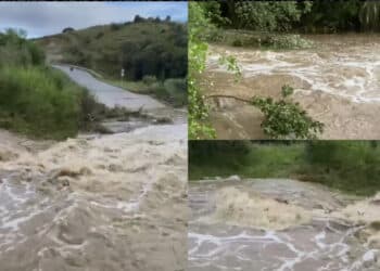 Gergei, la furia dell’acqua invade la provinciale
