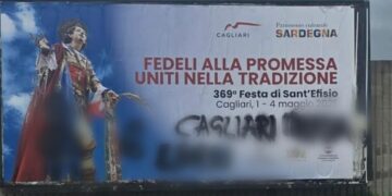 Scritte volgari e antisemite a Sassari contro Cagliari e Sant’Efisio