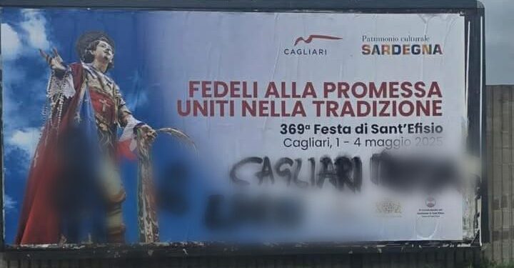 Scritte volgari e antisemite a Sassari contro Cagliari e Sant’Efisio