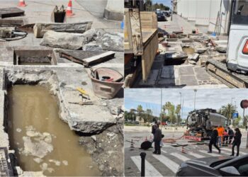 Cagliari, incredibile ma vero: scoppiano le fogne nella parte appena riaperta di via Roma