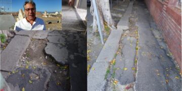 Viale Regina Elena, marciapiede dissestato sotto le mura: Farris chiede la messa in sicurezza