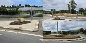 Pula, le pietre nella rotatoria di Is Molas? Belle, ma “potrebbero diventare pericolose”.