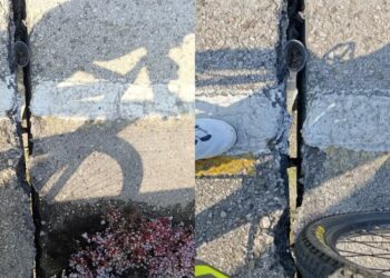 Monastir, una spaccatura sul ponte sopra la Ss 131