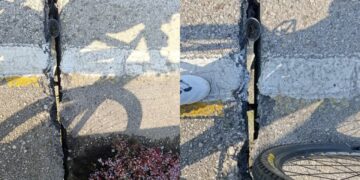 Monastir, una spaccatura sul ponte sopra la Ss 131