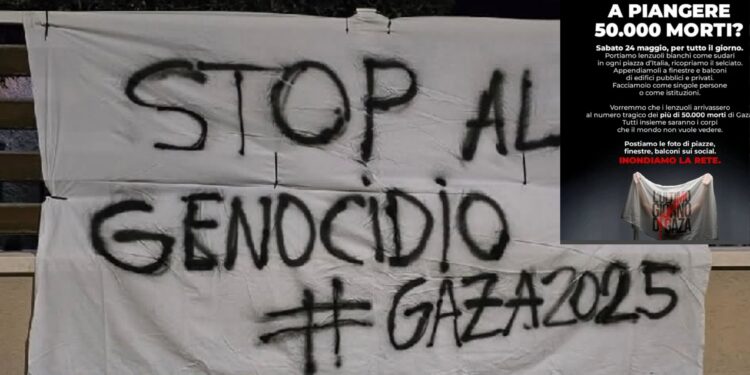 L’Isola si tinge di bianco: sudari appesi alle finestre per piangere i morti di Gaza