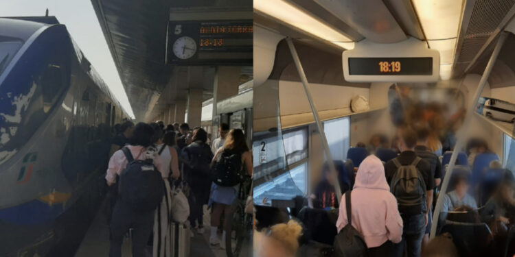 A Cagliari treno preso d’assalto, si viaggia in piedi stretti come sardine: “Un’odissea”