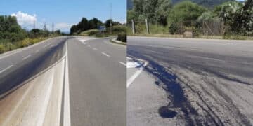 Guspini, olio sulla carreggiata: viabilità compromessa e pericolo per gli automobilisti