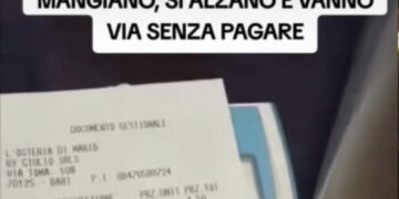 Pranzano e vanno via senza pagare, il titolare pubblica lo scontrino sui social: “Senza vergogna”