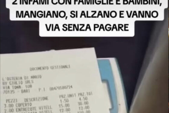 Pranzano e vanno via senza pagare, il titolare pubblica lo scontrino sui social: “Senza vergogna”