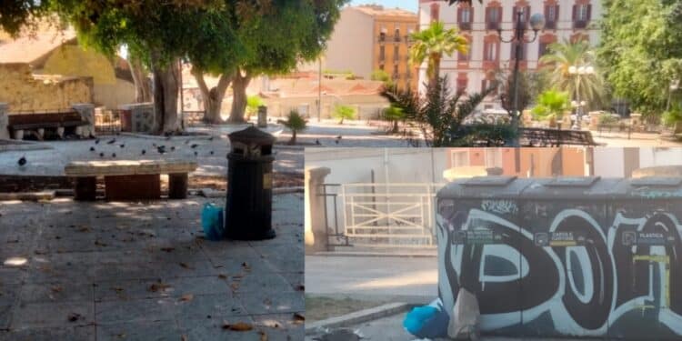 Cagliari, piazzale Endrich tra rifiuti e degrado: “Altro che raccolta differenziata, è una discarica a cielo aperto”