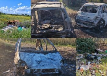 Assemini, un cimitero di auto bruciate e rifiuti in mezzo alla campagna
