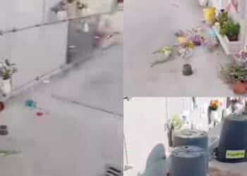 Fiori e bidoni sparpagliati in terra, sdegno al cimitero di Domusnovas