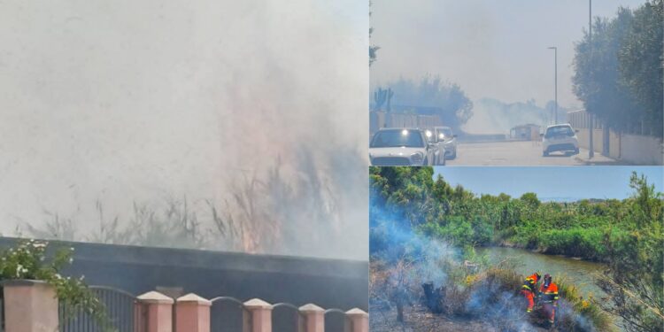 Capoterra, tragedia sfiorata per un grosso incendio a ridosso delle case