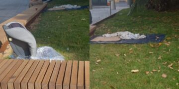 Scritte, rifiuti e giacigli improvvisati: la nuova piazza Matteotti nel mirino degli incivili a Cagliari